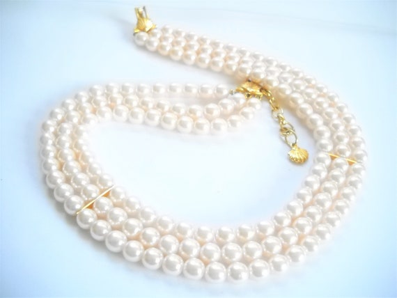 Vintage Pearl Richelieu Necklace Soft Pink Three … - image 7