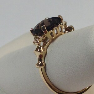 Anillo de cuarzo ahumado en oro amarillo macizo de 14 kt imagen 5