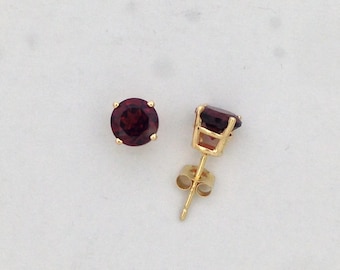 Natürliche Granat Ohrstecker Massiv 585 Gelbgold