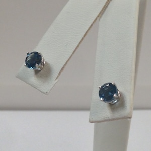 Natural London Blue Topaz Earrings Solid 14kt White Gold