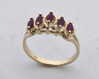 Natural Ruby Ring Solid 14kt Yellow Gold