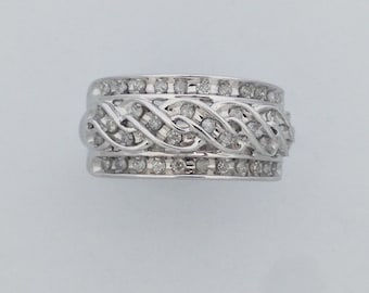 Natural Diamond Band Ring Solid 10kt White Gold