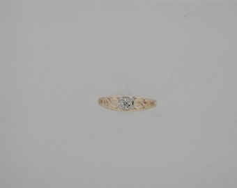 Baby Ring With Natural Diamond Solid 14kt Yellow Gold