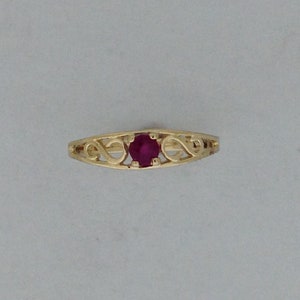 Baby Ring With Natural Ruby Solid 14kt Yellow Gold