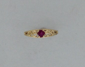 Baby Ring With Natural Ruby Solid 14kt Yellow Gold