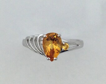 Natural Citrine Ring 925 Sterling Silver