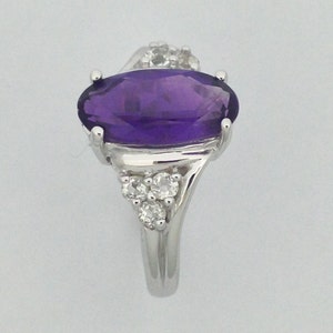 Natural Amethyst with White Topaz Ring 925 Sterling Silver