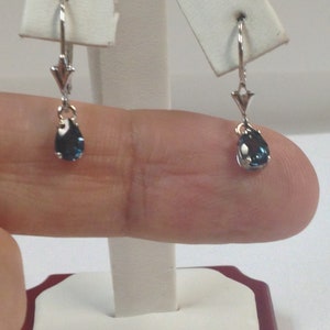 Natural London Blue Topaz Earrings Solid 14kt White Gold