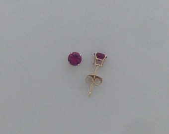 Natural Ruby Earrings Solid 14kt Yellow Gold