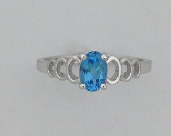 Natural Blue Topaz Ring 925 Sterling Silver