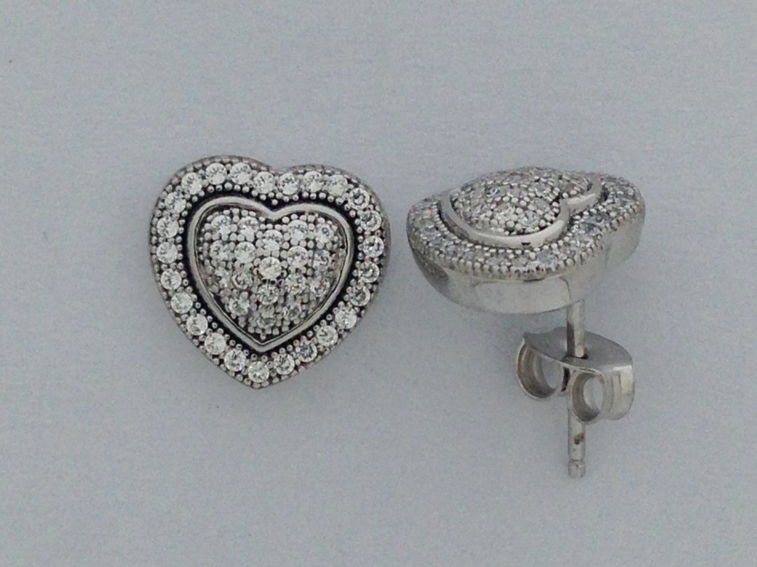 Heart Earrings With Cubic Zirconia Stones 925 Sterling