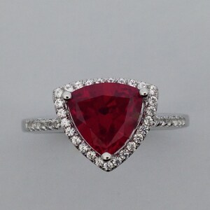 Ruby with Created White Sapphire Ring 925 Sterling Silver