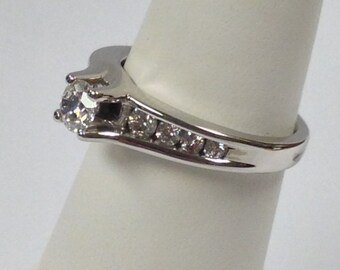 Natural Diamond Engagement Ring Solid 14kt White Gold