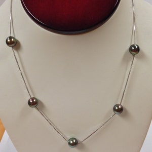 Tahitian Cultured Pearls Necklace 925 Sterling Silver