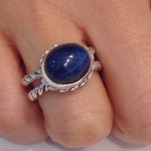 Star Sapphire Ring 925 Sterling Silver