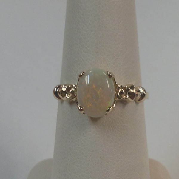 Natural Opal Ring Solid 14kt Yellow Gold