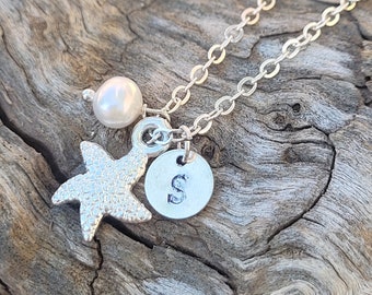 Starfish Necklace, Personalized Necklace, Beach Wedding Necklace, Nautical Necklace, Women Gift, Bridesmaid Necklace, Bridesmaid Gift