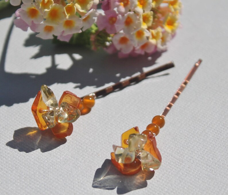 Gift for Teens Girls Women Carnelian Pins Peridot Stone Beads Baby Pins Autum Set of Pins Gem Hair Jewelry Amber Bobby Pins