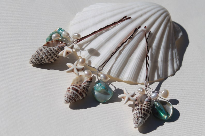 Beach Starfish Sea Shell Set of Pins Beach Pearl Hair - Etsy