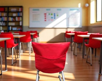 25 Red Chair Pockets, handmade student chair pockets, elementary classroom student storage, seat sacks, teacher classroom supply