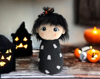 Swaddle doll, spooky toy, Halloween doll for girl, handmade toy, big sister gift, Halloween decor, ghost girl, Halloween plushie,stuffed toy