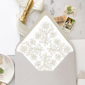 Elegant Scroll Pointed (Euro) Liners - SET OF 25, Printed Envelope Liners for Wedding Invitations