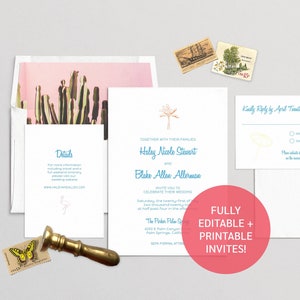 Palm Springs Invitation Suite Template | Download printable wedding invitation suite!