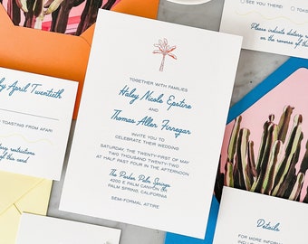 Palm Springs Invitation Set 4-PC wedding invite for Desert or Cactus wedding