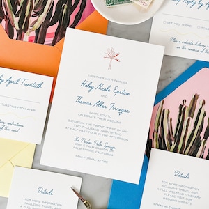 Palm Springs Invitation Set 4-PC wedding invite for Desert or Cactus wedding
