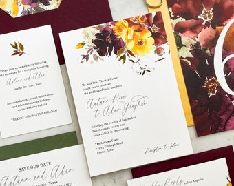 Fall Floral Watercolor Invitation