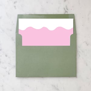 Pink Squiggle Square Envelope Liner - SET OF 25, Printed Envelope liners for wedding invitations