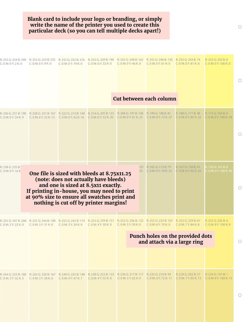 Druckbare CMYK Farbkarte Palette mit RGB Werten (PDF Download) Bild 5