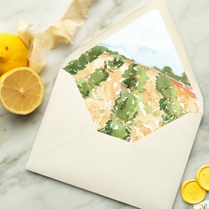 Digital Vineyard Aquarell Umschlag Liner Vorlage, Hochzeitseinladung Digital Download, DIY Umschlag Liner
