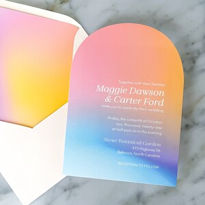 Holographic Arch Rainbow Wedding Invitation Colorful Wedding Invites Rainbow Invitations Arch Wedding Invite image 4