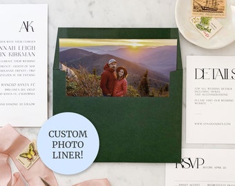 Your Photo Custom Envelope Liner Square, Printed Envelope liners for wedding invitations