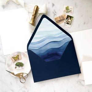 Ocean Waves Envelope Liner - SET OF 25, Printed Envelope Liners for Wedding Invitations