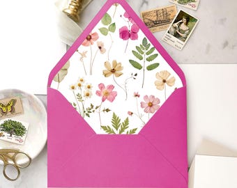 Pressed Flowers Pattern - SET OF 25 Envelope Liners for Wedding Invitations