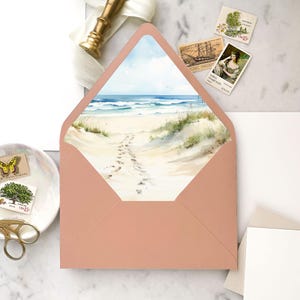 Digital Beach Dunes Umschlag Liner Vorlage, Hochzeitseinladung Digital Download, DIY Umschlag Liner