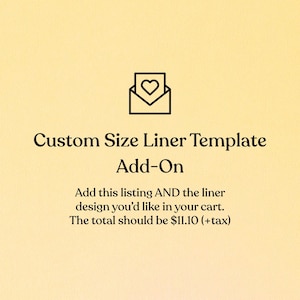 Custom Size/Color Envelope Liner Template Add-On