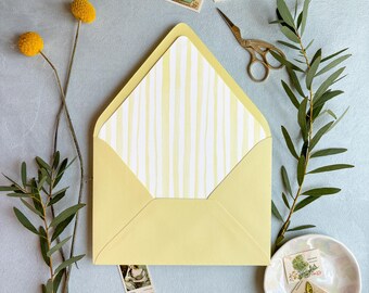 Yellow Watercolor Stripes Envelope Liner Template (Digital Download)