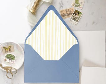 Yellow Watercolor Stripes Envelope Liner Template (Digital Download)