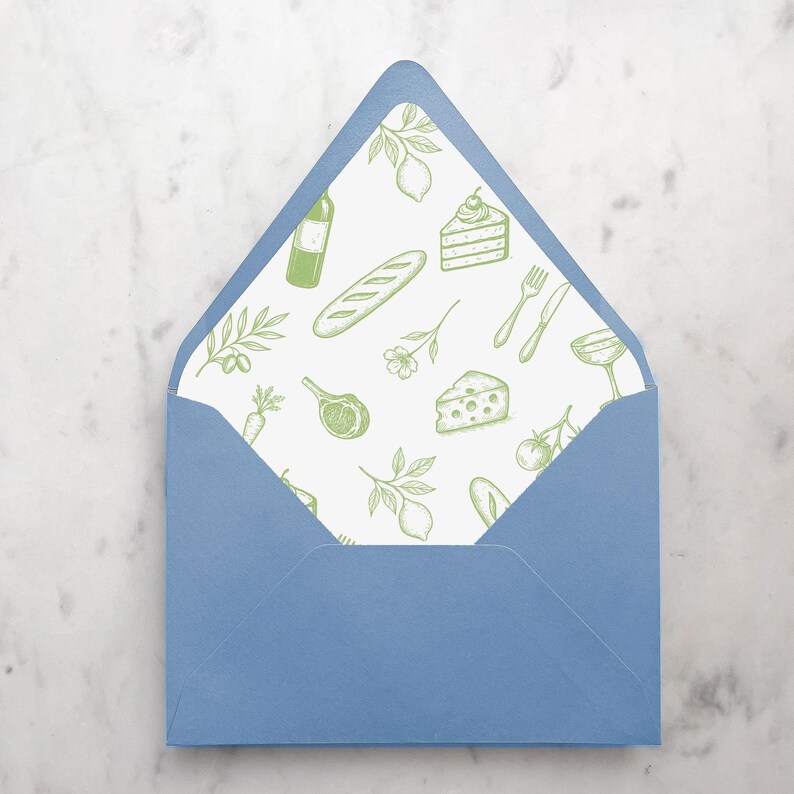 Illustrated Foods Envelope Liner - SET OF 25, Printed Envelope Liners ...