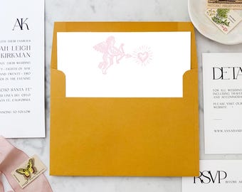 Pink Cupid Artwork - SET OF 25 Printed Envelope Liners for Invitations