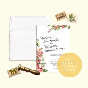 Bougainvillea Invitation Card Template | Download printable wedding invitation Card