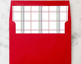 Christmas Evergreen Trees Square Flap Envelope Liner for Holiday Cards, Pack of 10 Liners