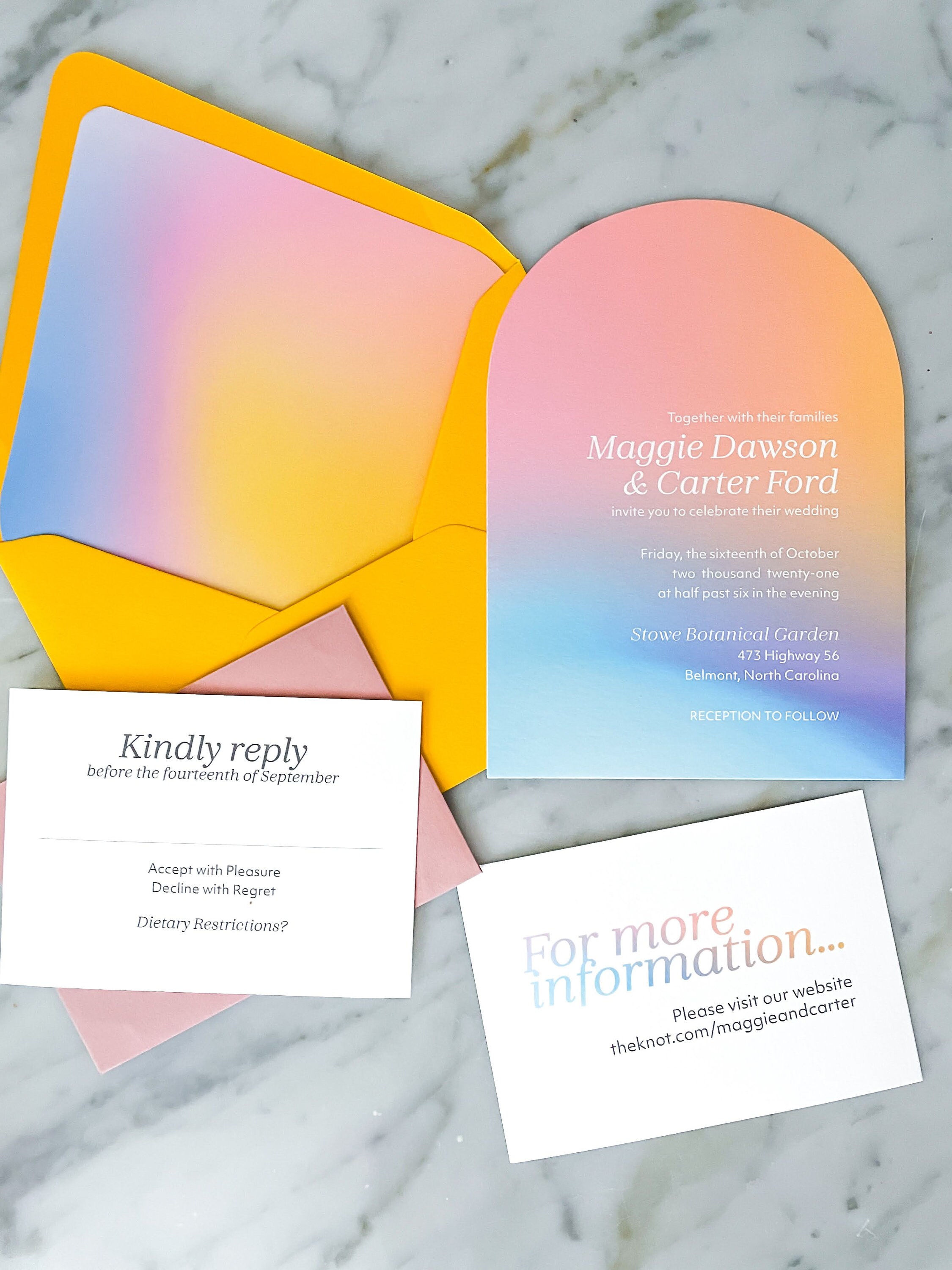 Holographic Arch-shaped Wedding Invitations | Rainbow Wedding Invites ...