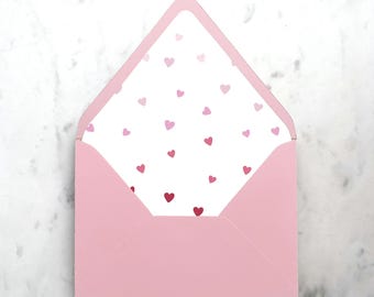 Ombre Hearts Pattern - SET OF 25 Printed Envelope Liners for Wedding Invitations