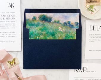 Renoir's Meadow Scene, Square Liners - SET OF 25, Printed Envelope Liners