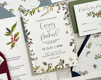 Winter Berries Wedding Invitation