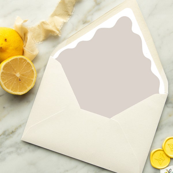 Digital Taupe Squiggles Envelope Liner Template, Wedding Invitation Digital Download, DIY Envelope Liner